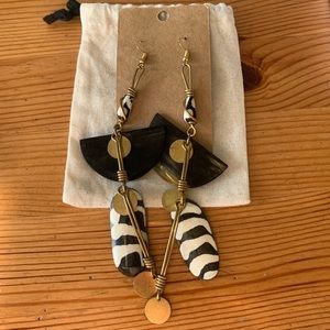 African Dangling Drop Bone Earrings Statement Earrings